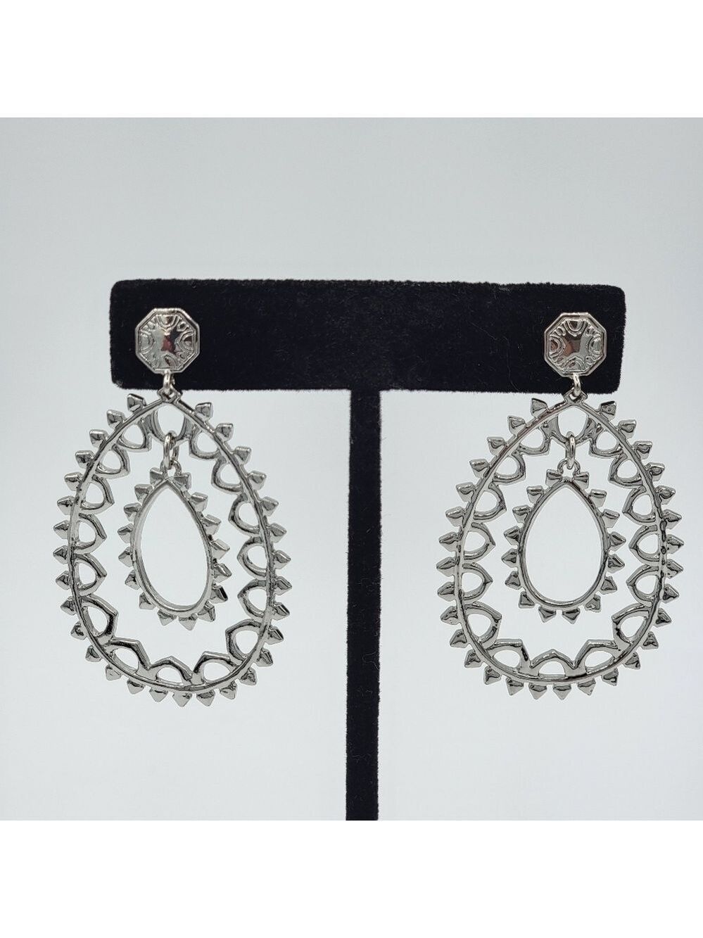 Stella & Dot Jumelle Silver Tone Earrings #2417
